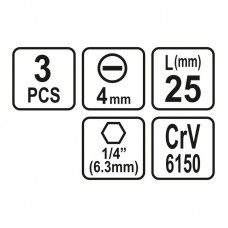 65480 STHOR Set 3 biti profil lat SL4, prindere he..